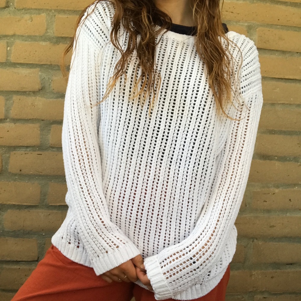 Talbots white chunky knit sweater